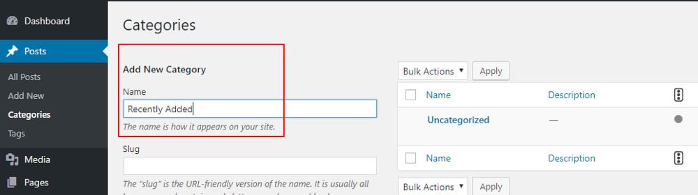 Create New Category