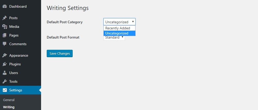 Change Default Category