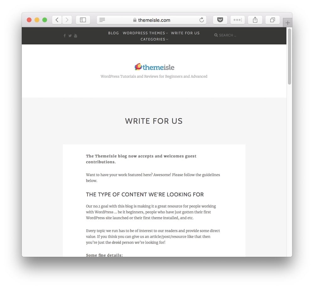 ThemeIsle to accept guest posts