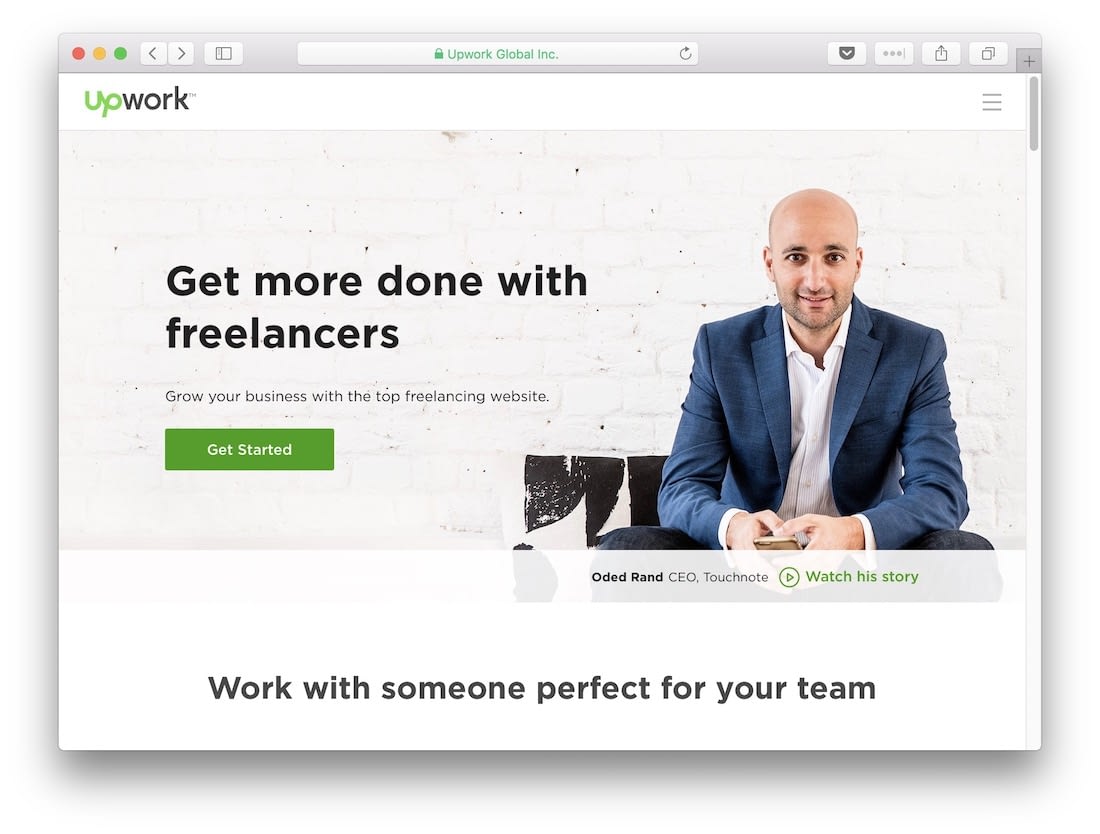 The Upwork homepage