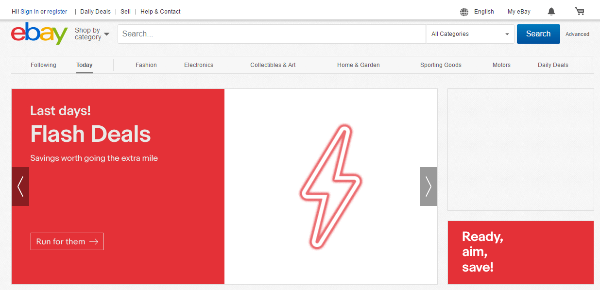 eBay's homepage.