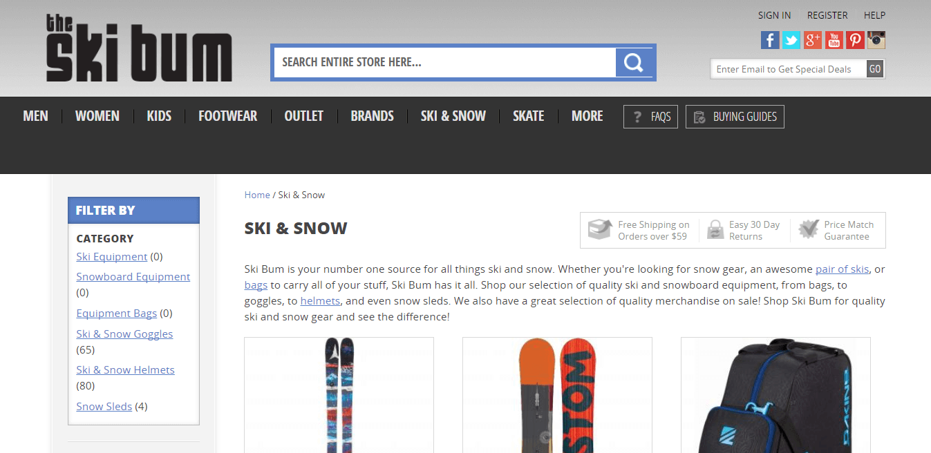 The Ski Burn online store.
