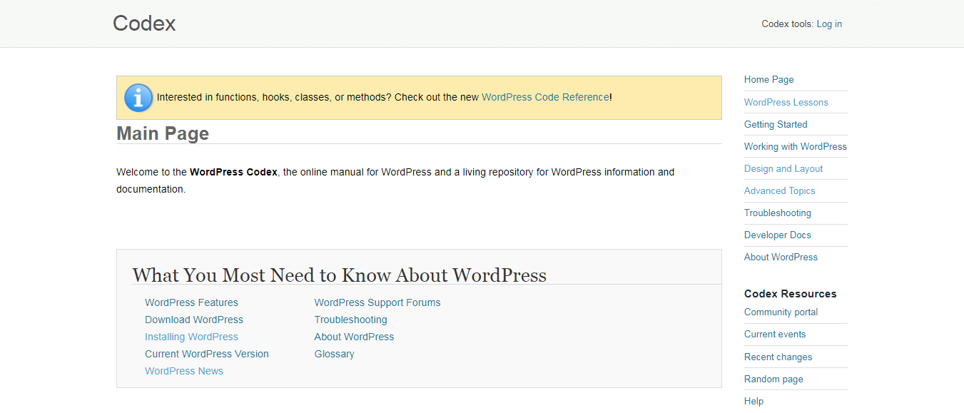 The WordPress Codex.