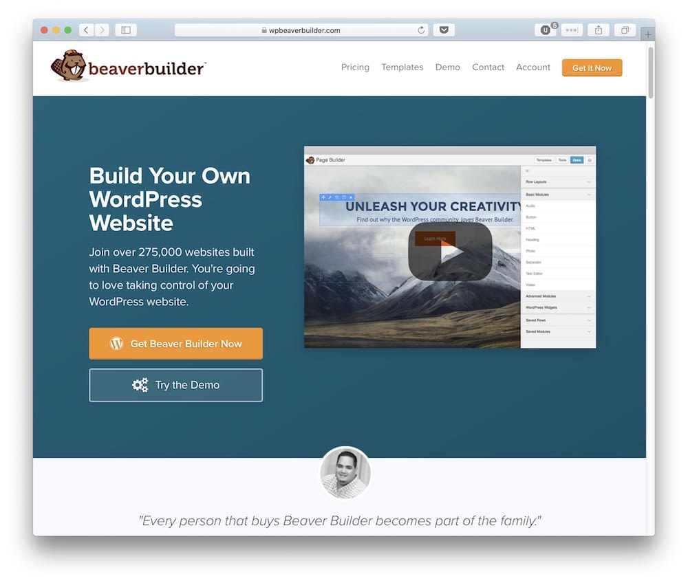The Beaver Builder plugin.