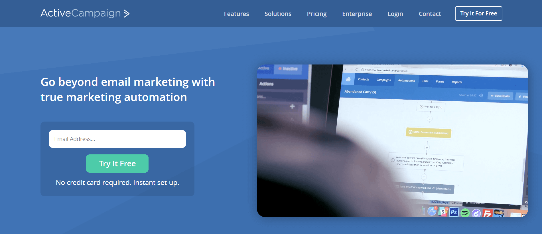 The ActiveCampaign website home page.