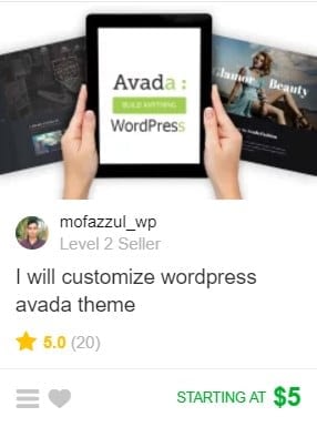 Fivver WordPress gig example