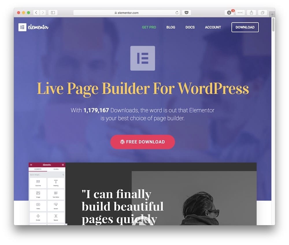 The Elementor plugin.