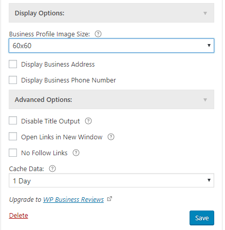 display options