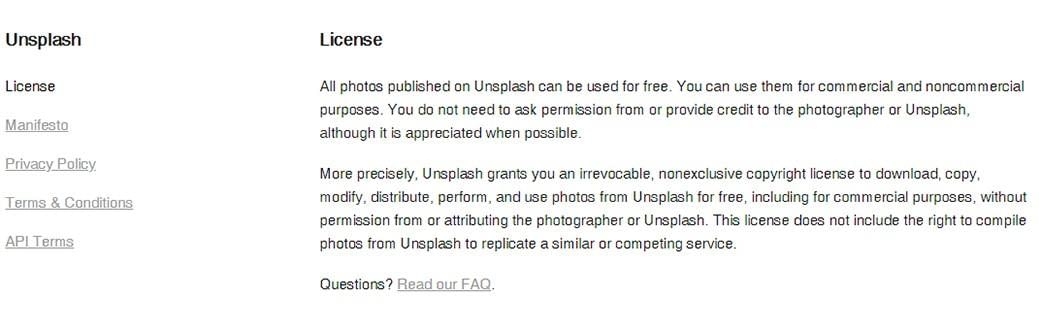 Unsplash license