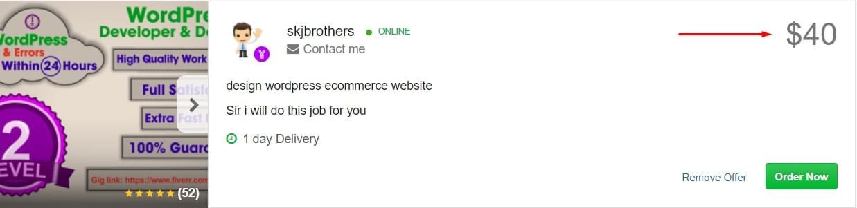Fiverr top offer $40