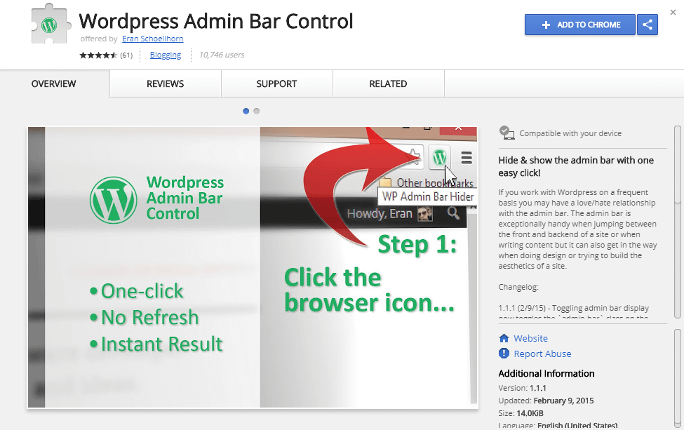 wordpress admin bar control