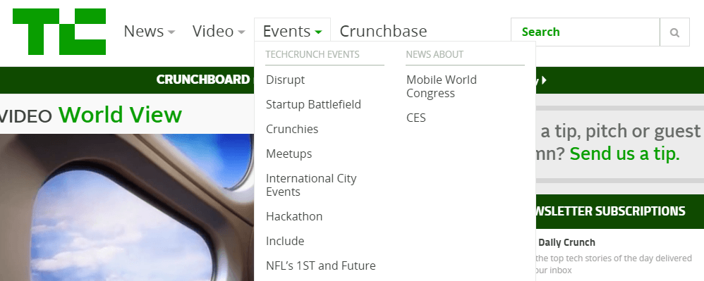 An example of a responsive menu.