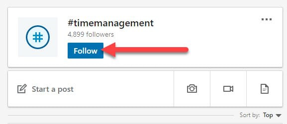 follow LinkedIn hashtags