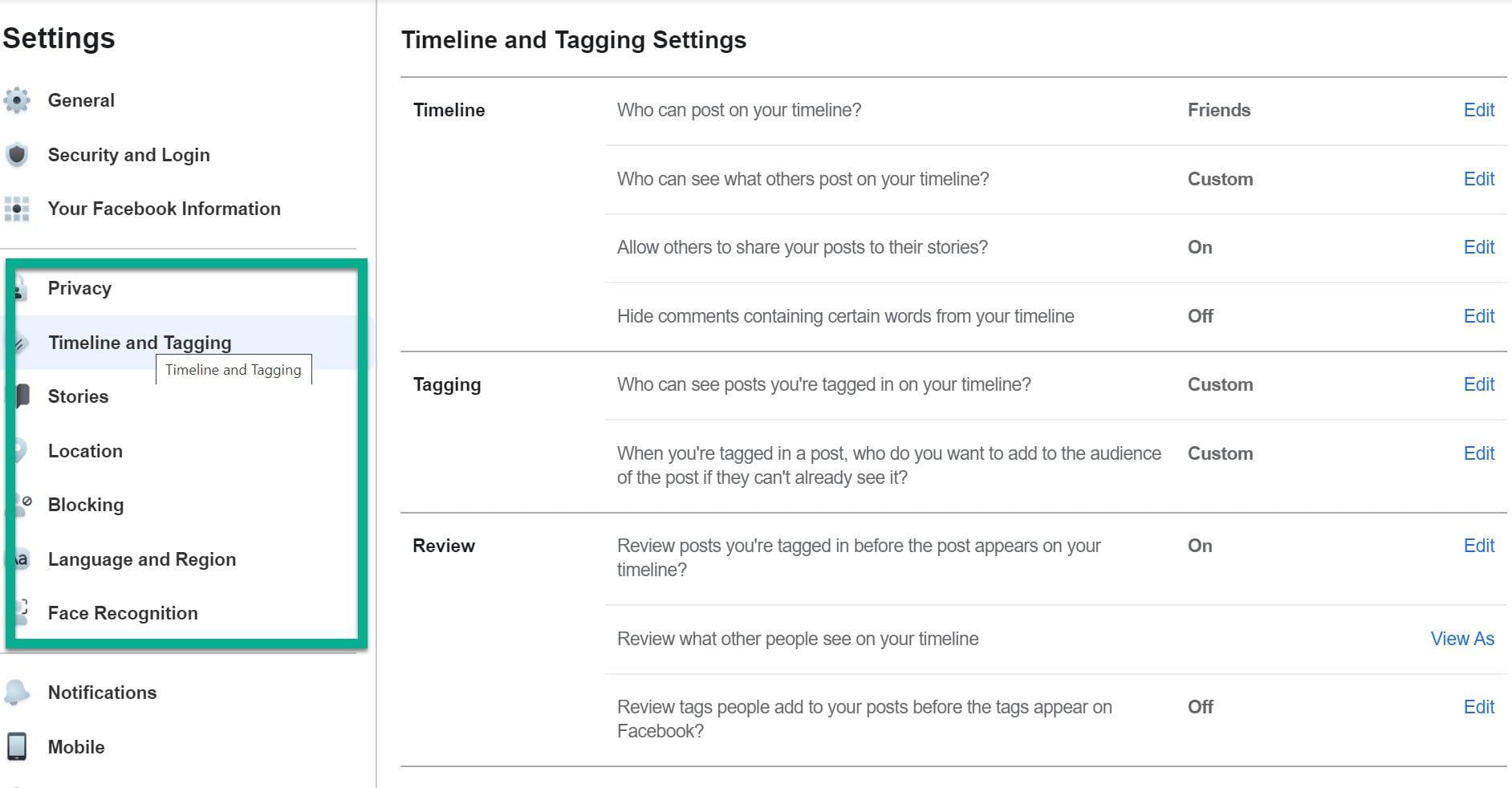 clean up social media settings