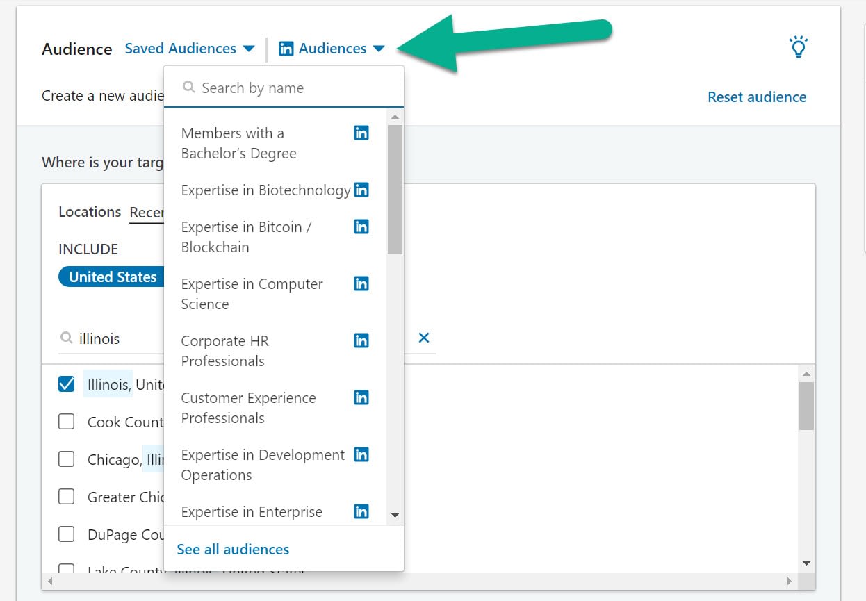 audiences for LinkedIn advertising