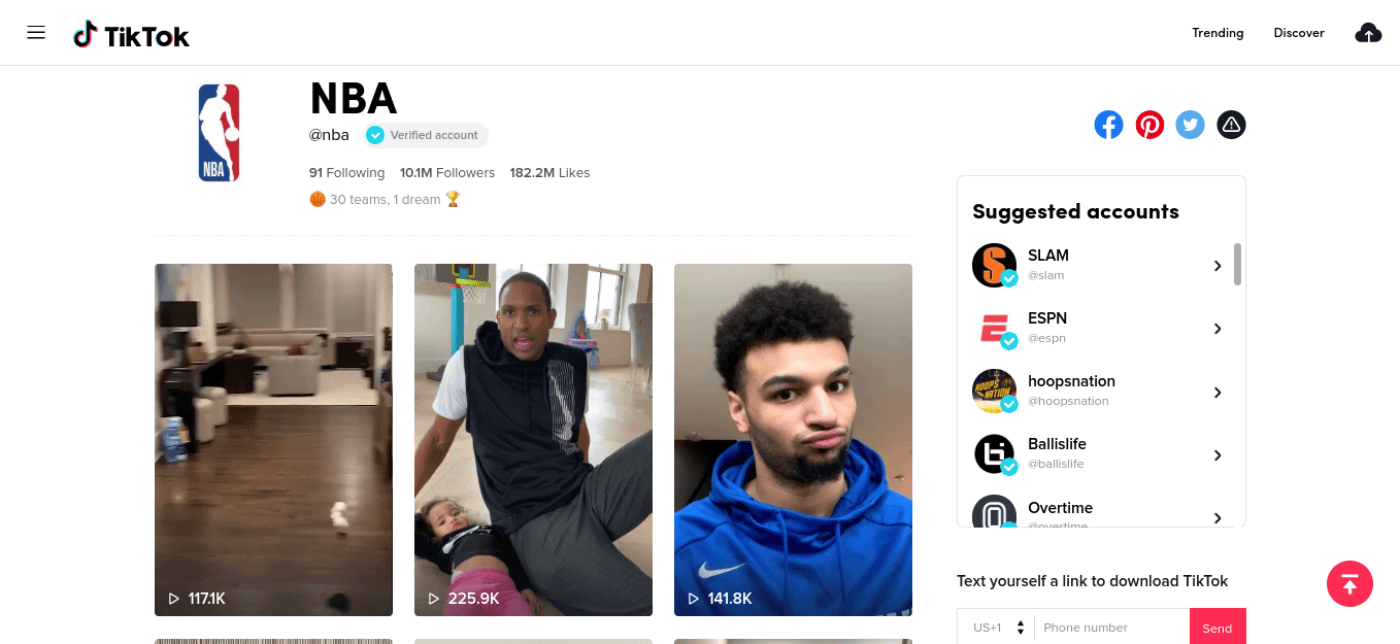 The NBA TikTok account.