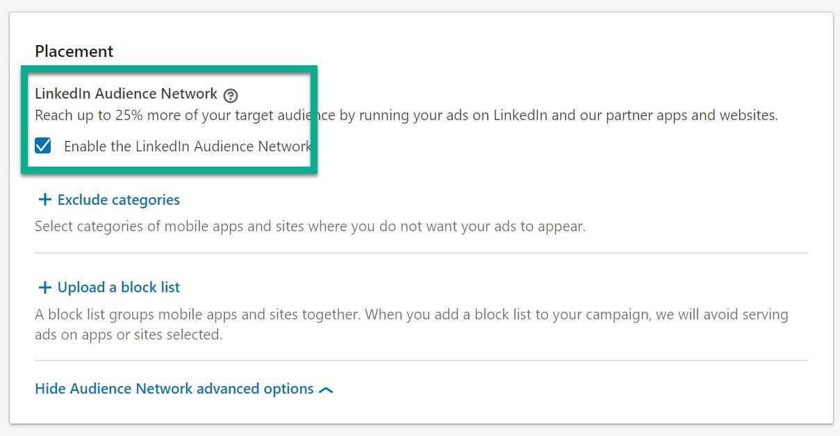 ad placement for LinkedIn advertising