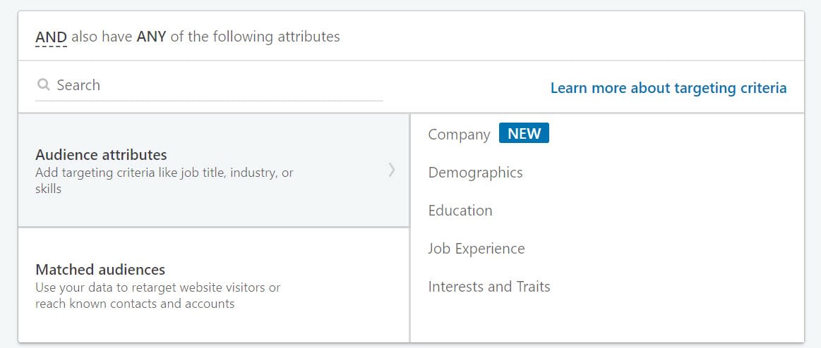 audience attributes for LinkedIn advertising