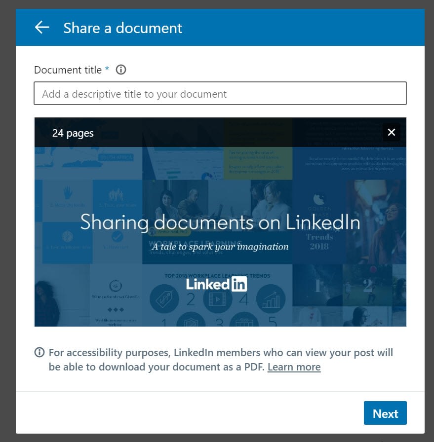 preview for LinkedIn documents