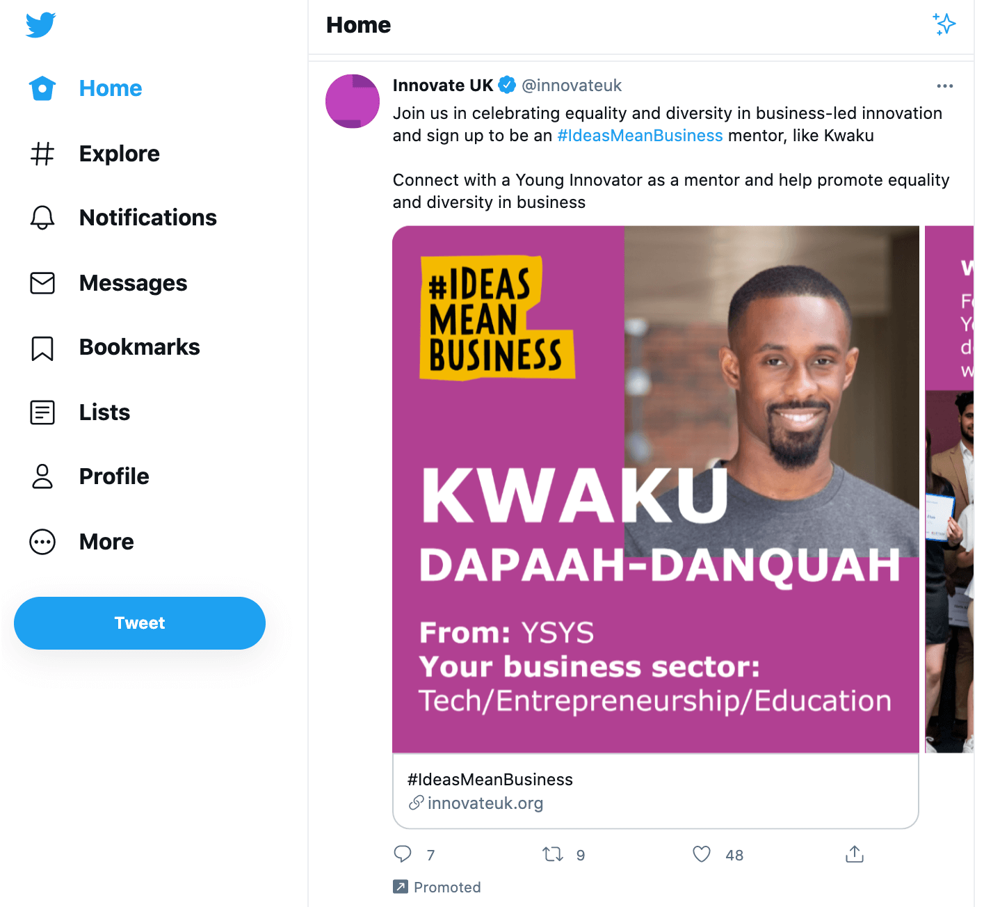 A promoted Twitter ad campaign tweet.