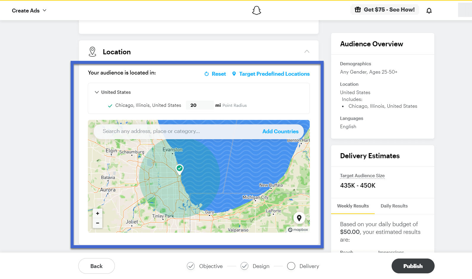 locations for Snapchat Advertising