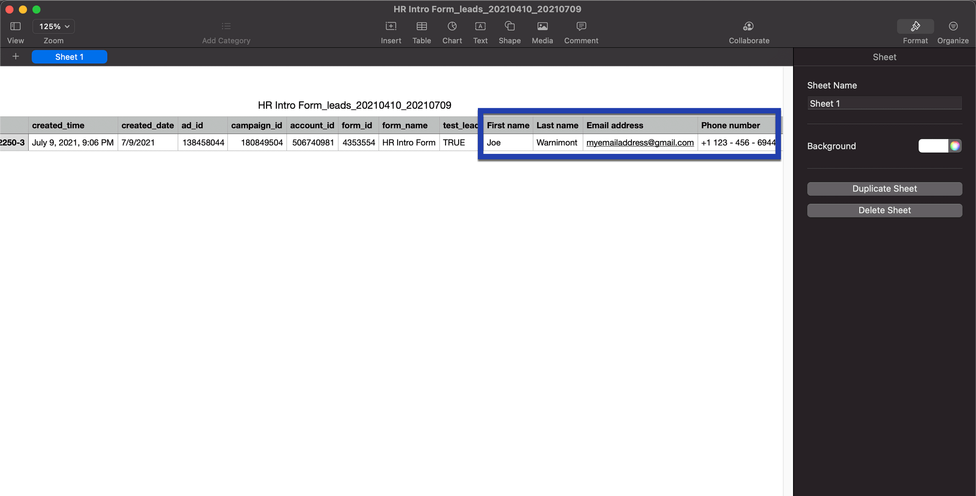 csv file - LinkedIn lead generation forms