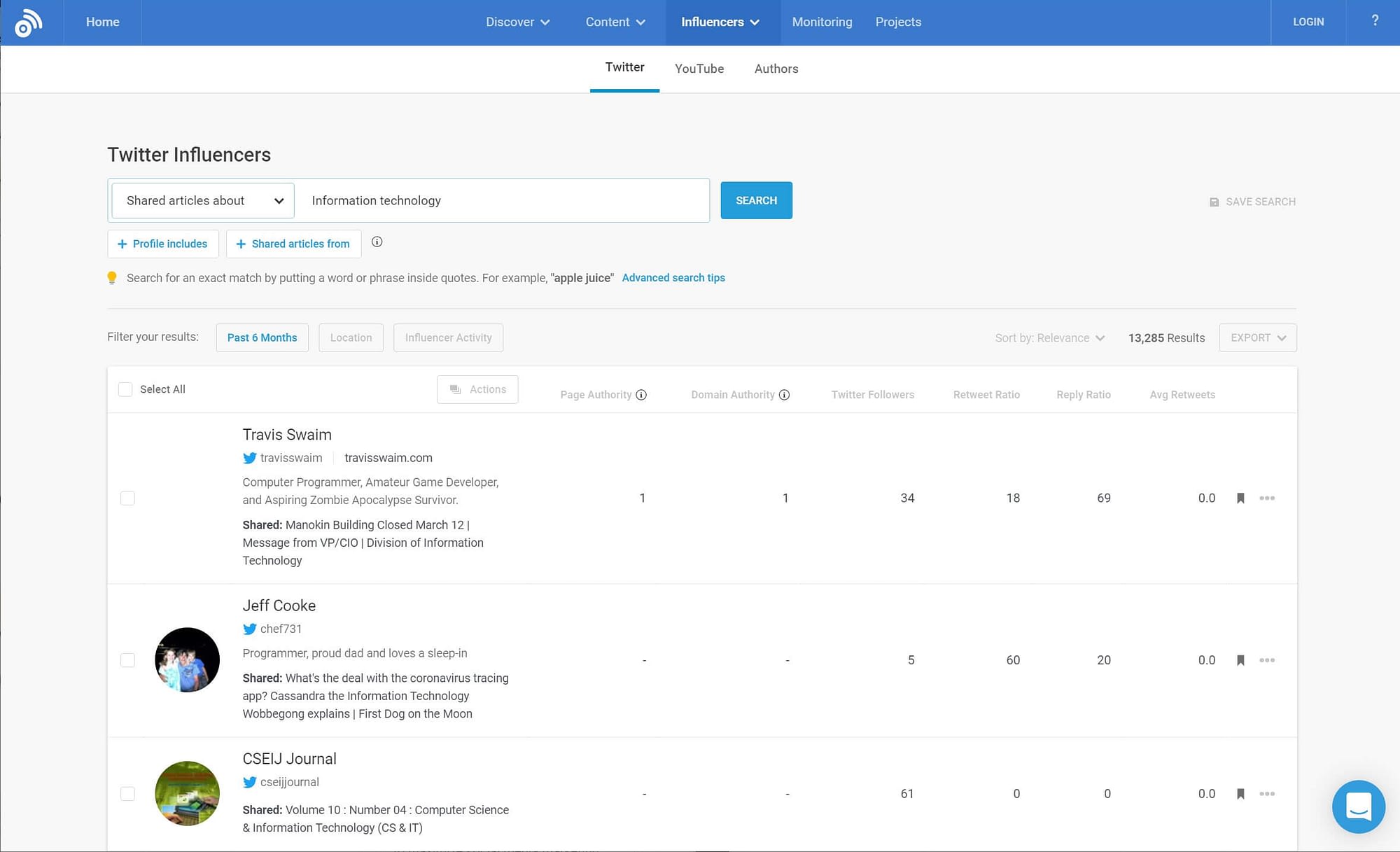 Find the right social media platform with the Buzzsumo Influencer tool.