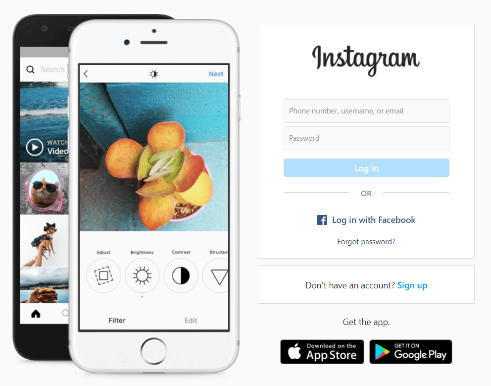 Instagram homepage