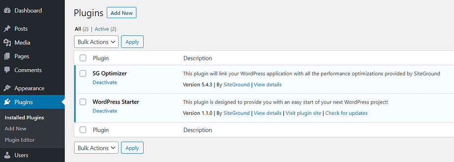 Adding a new WordPress plugin.