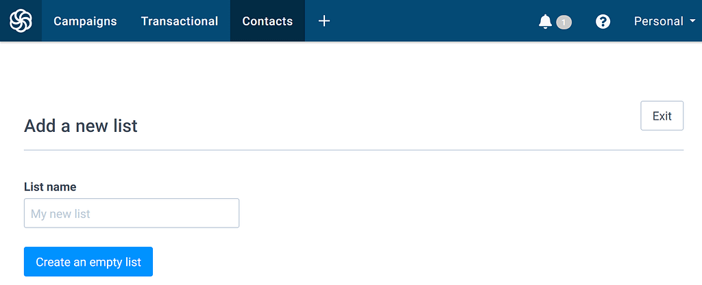 Adicionando uma nova lista.