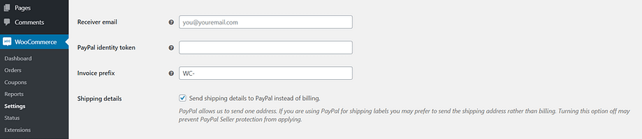 Configuring your PayPal settings.