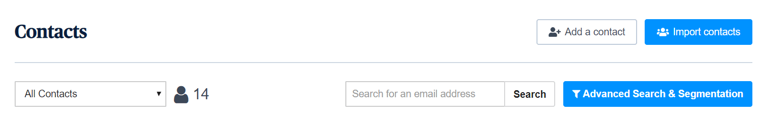 Localizando as opções de segmentação do Sendinblue.