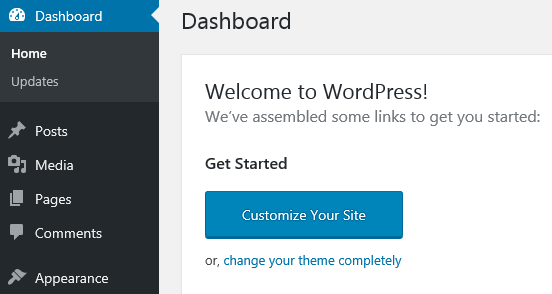 The dashboard of your local WordPress install.
