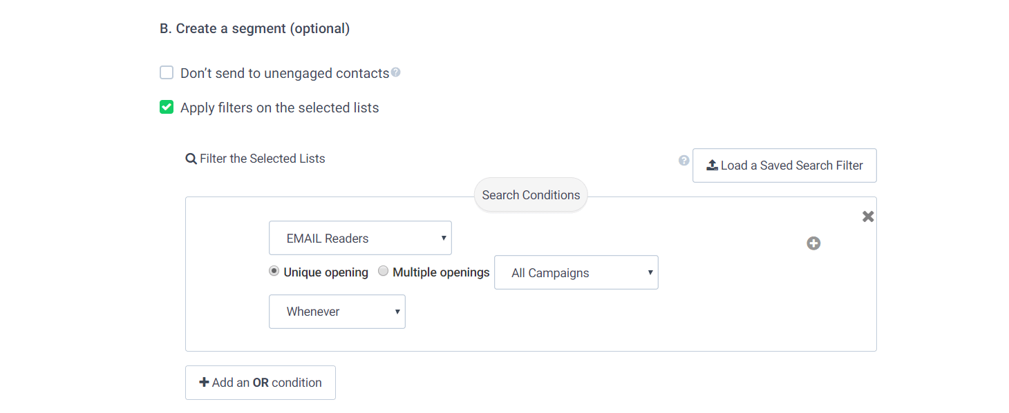 Aplicando configurações de segmentação à sua explosão de email.