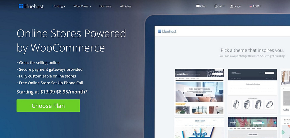 Bluehost WooCommerce hosting plan