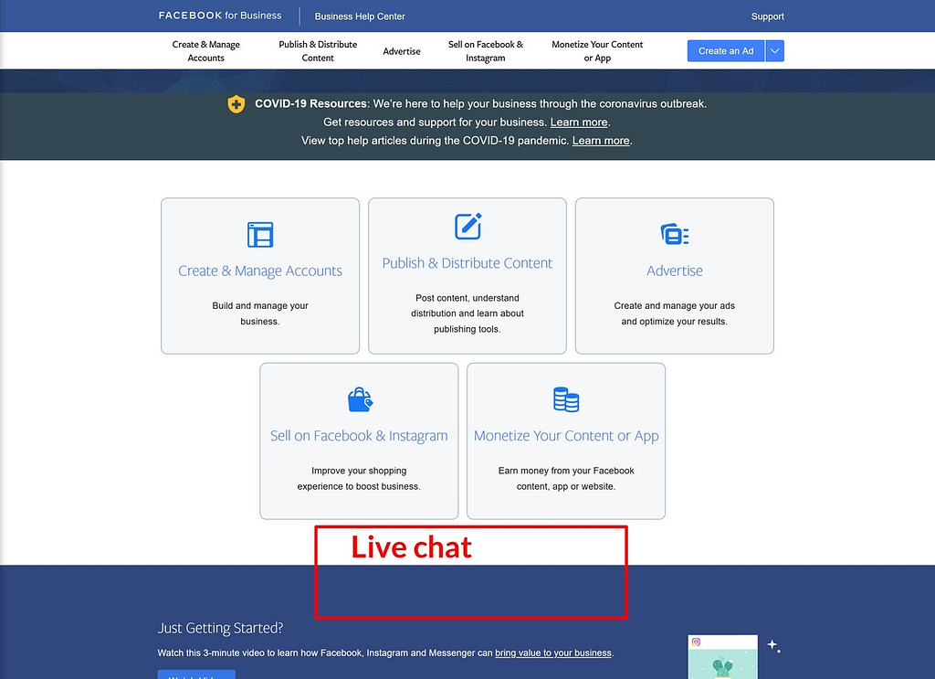 Dónde debería aparecer el chat en vivo de Facebook Ads