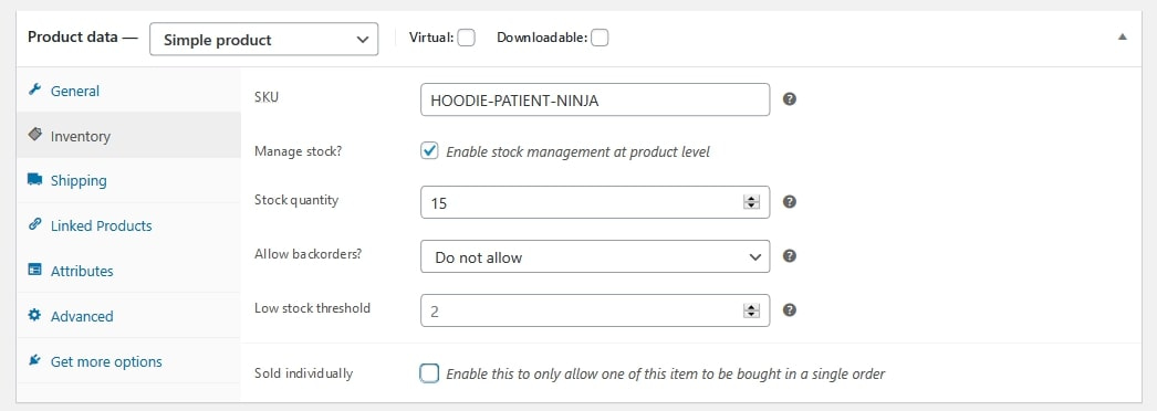 Inventory with auto stock