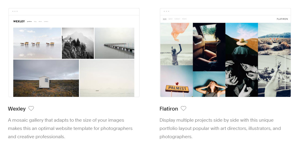 Squarespace kevesebb sablonnal rendelkezik, mint a WordPress