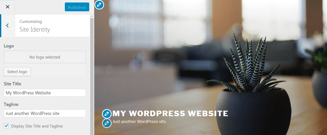 miten optimoida WordPress otsikko ja tagline kanssa Customizer