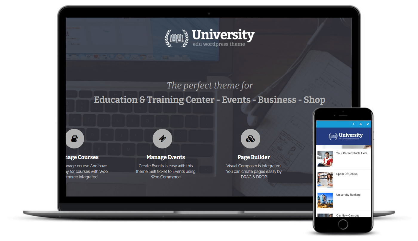 O tema da Universidade em seu desktop e celular.