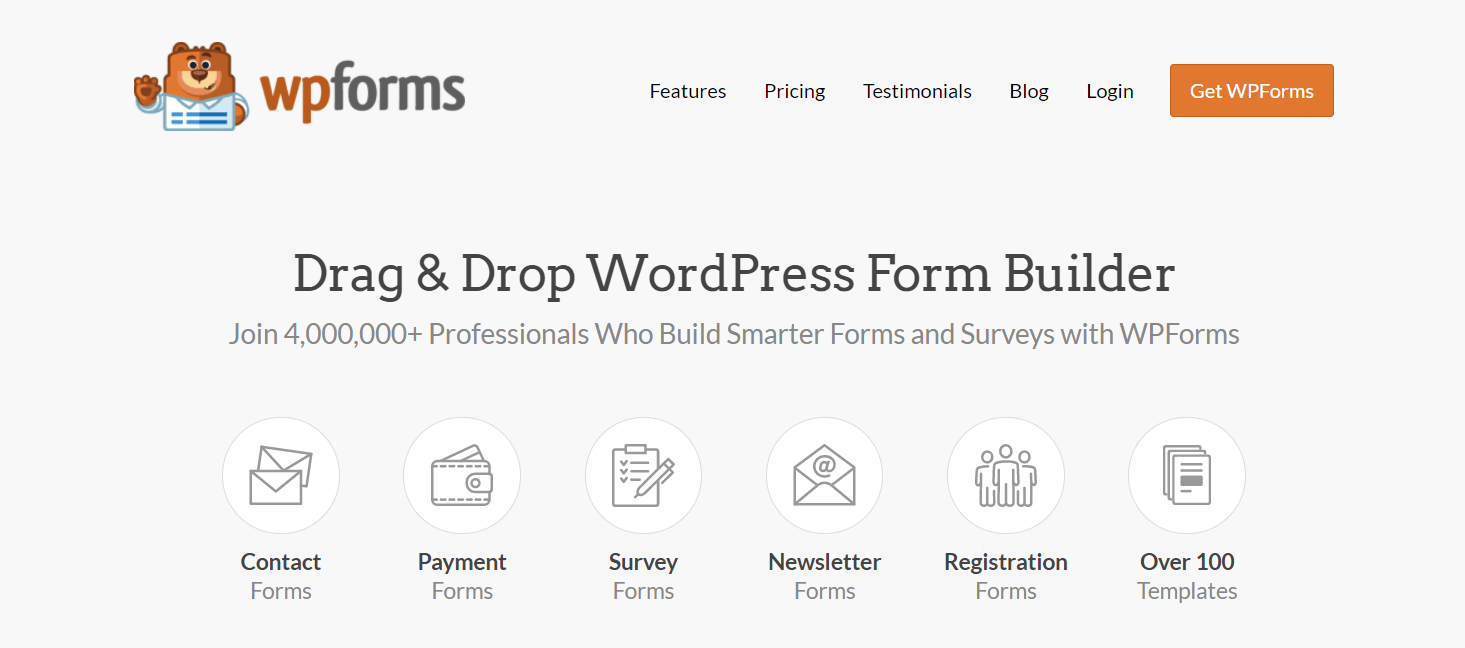 O construtor de formulários WPForms.