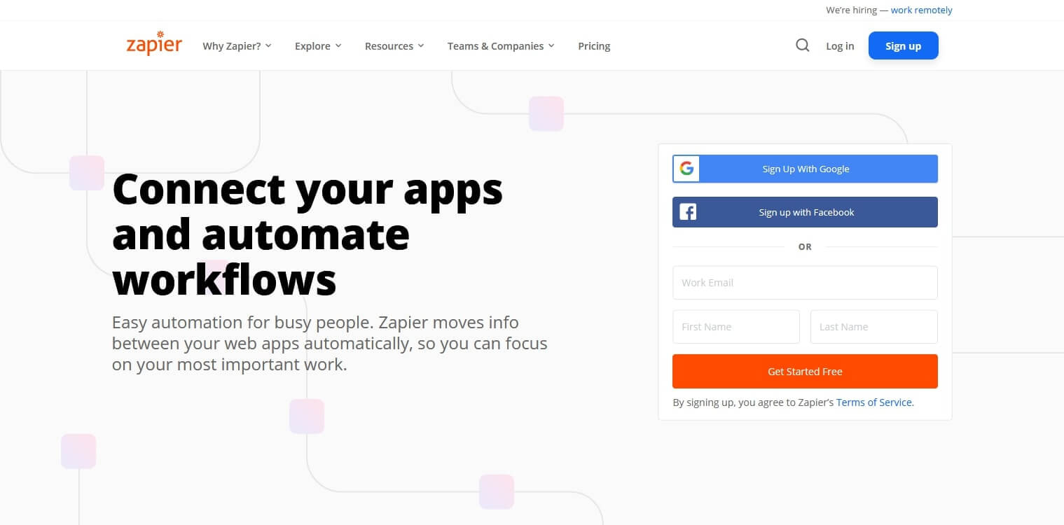 Plataforma de marketing de automatización Zapier