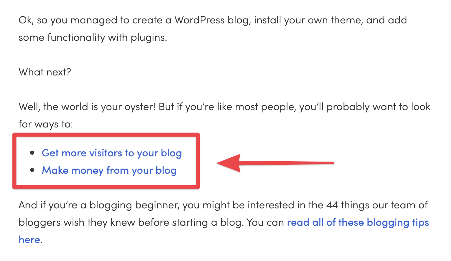 Reduzca la huella de carbono de su blog de WordPress con buenos enlaces internos y texto de anclaje como este