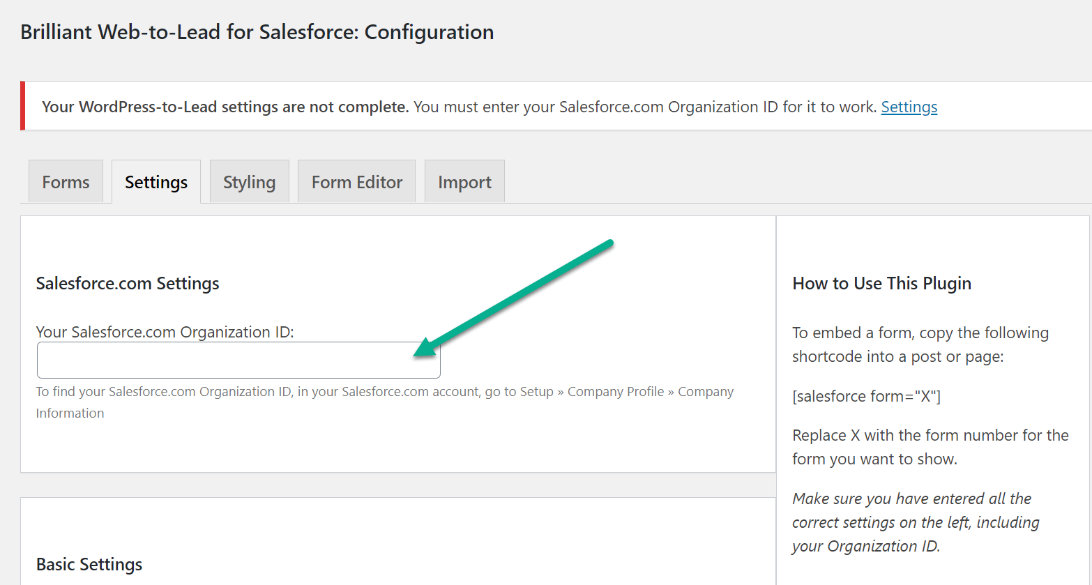 trouver l'ID pour l'intégration WordPress Salesforce