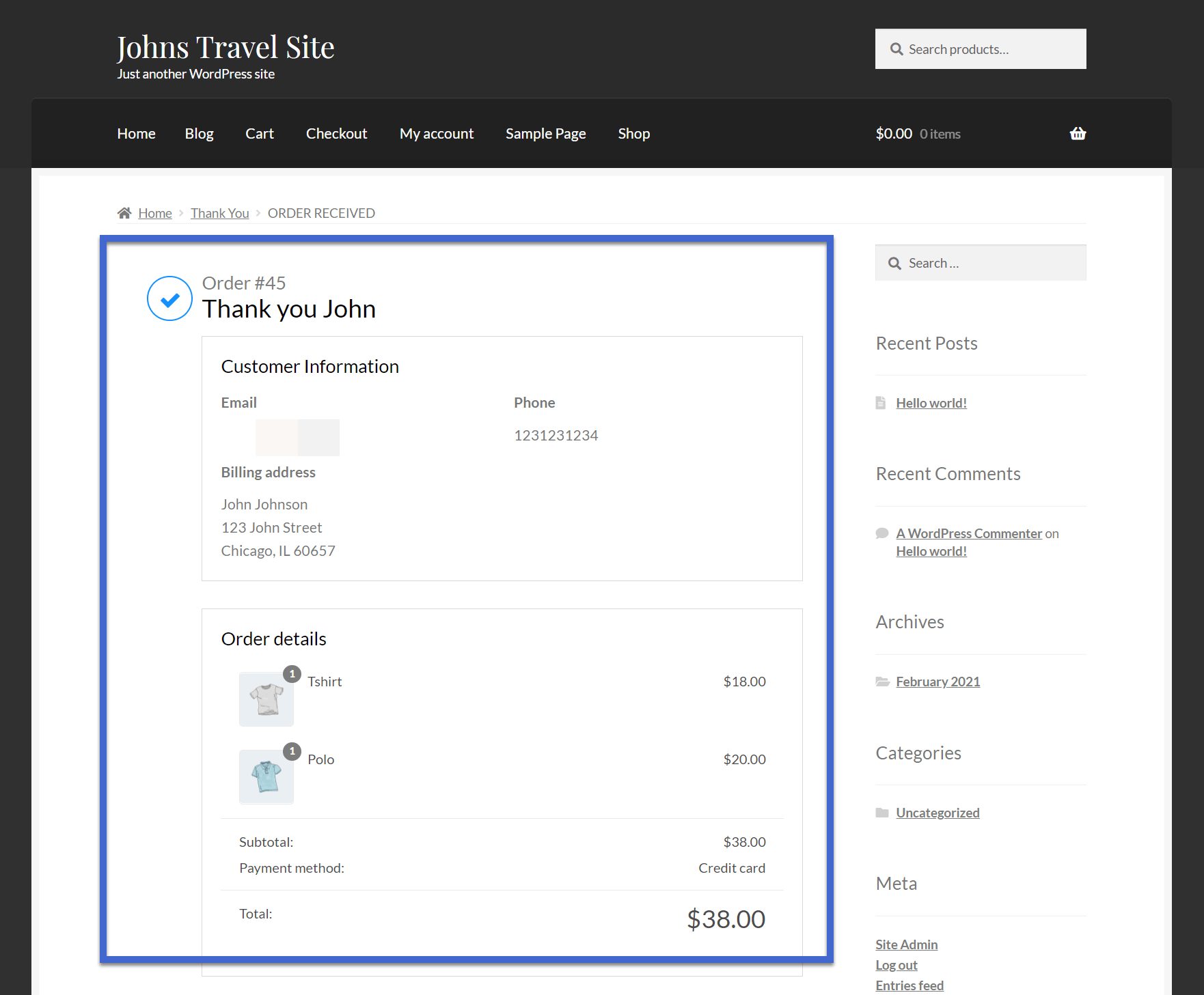 página de agradecimento aprimorada do WooCommerce