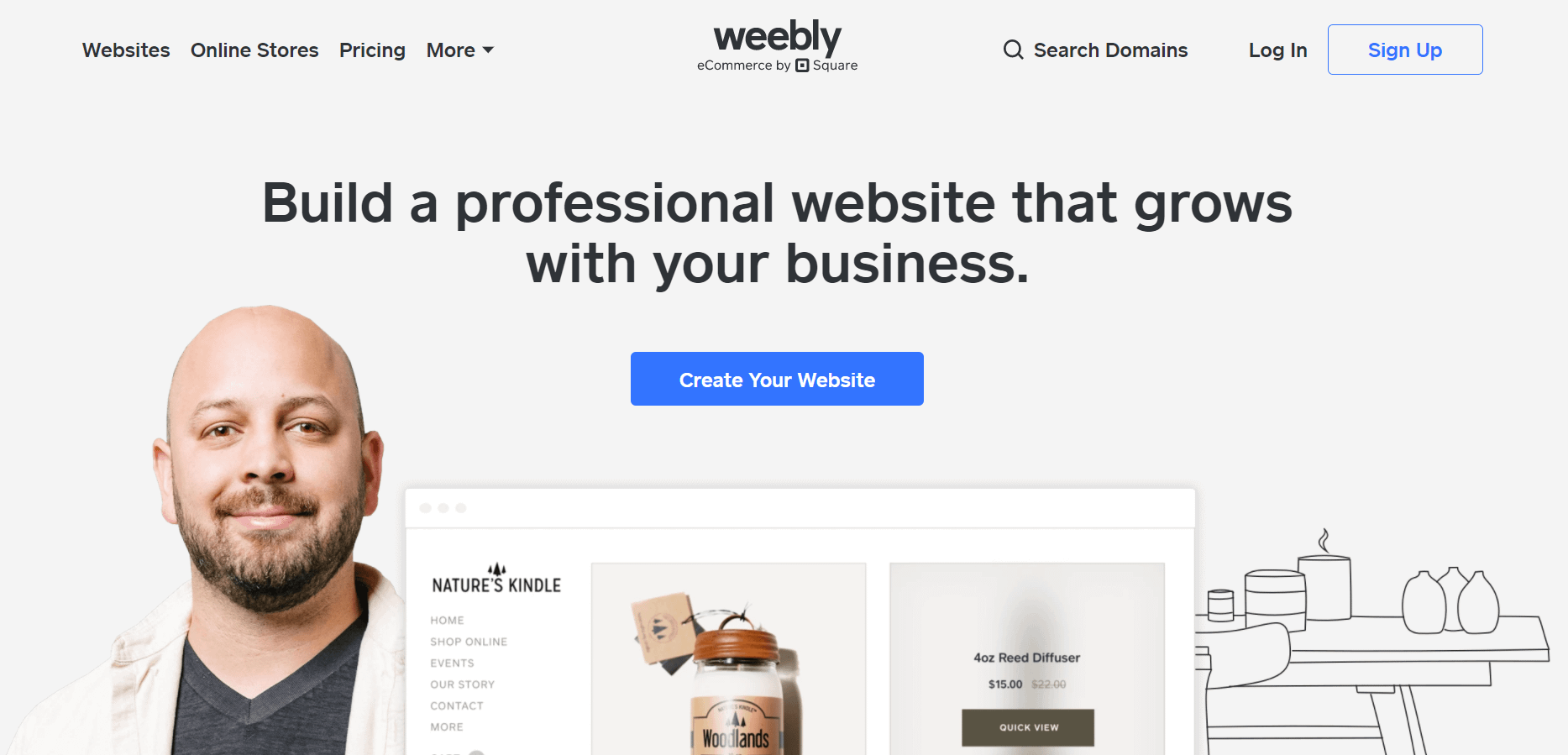 A página inicial do Weebly.