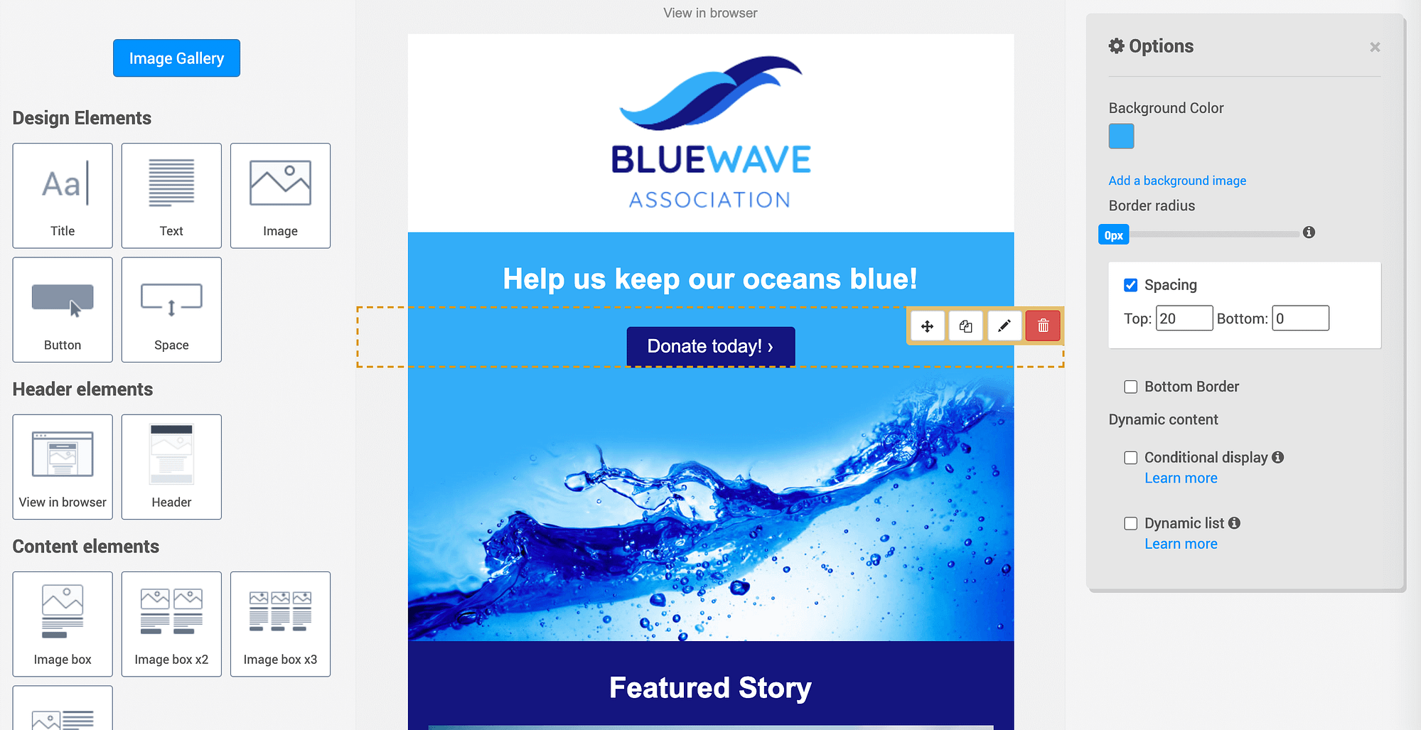 Personalización de un botón de CTA en SendinBlue.