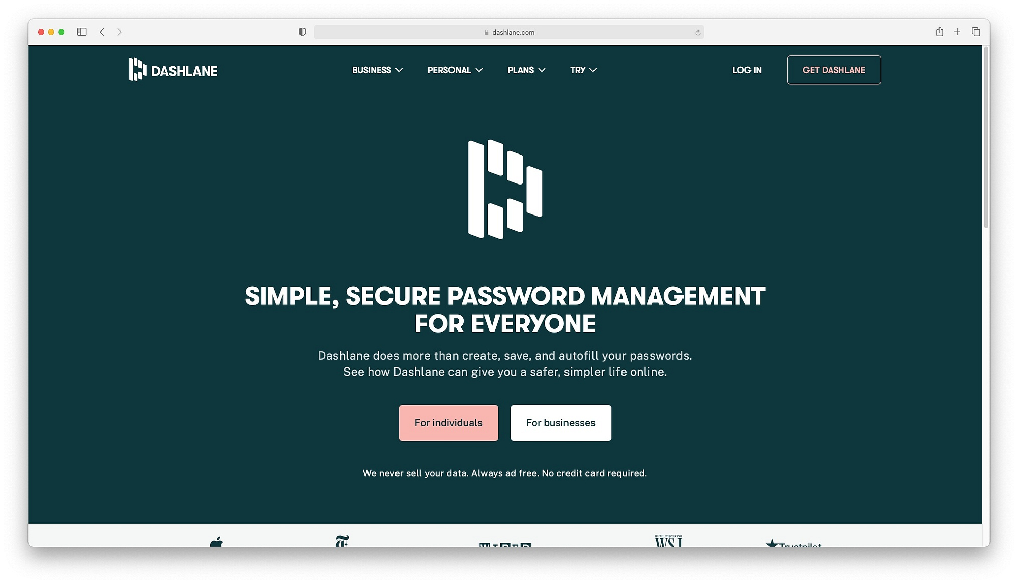 One of the best password managers: Dashlane