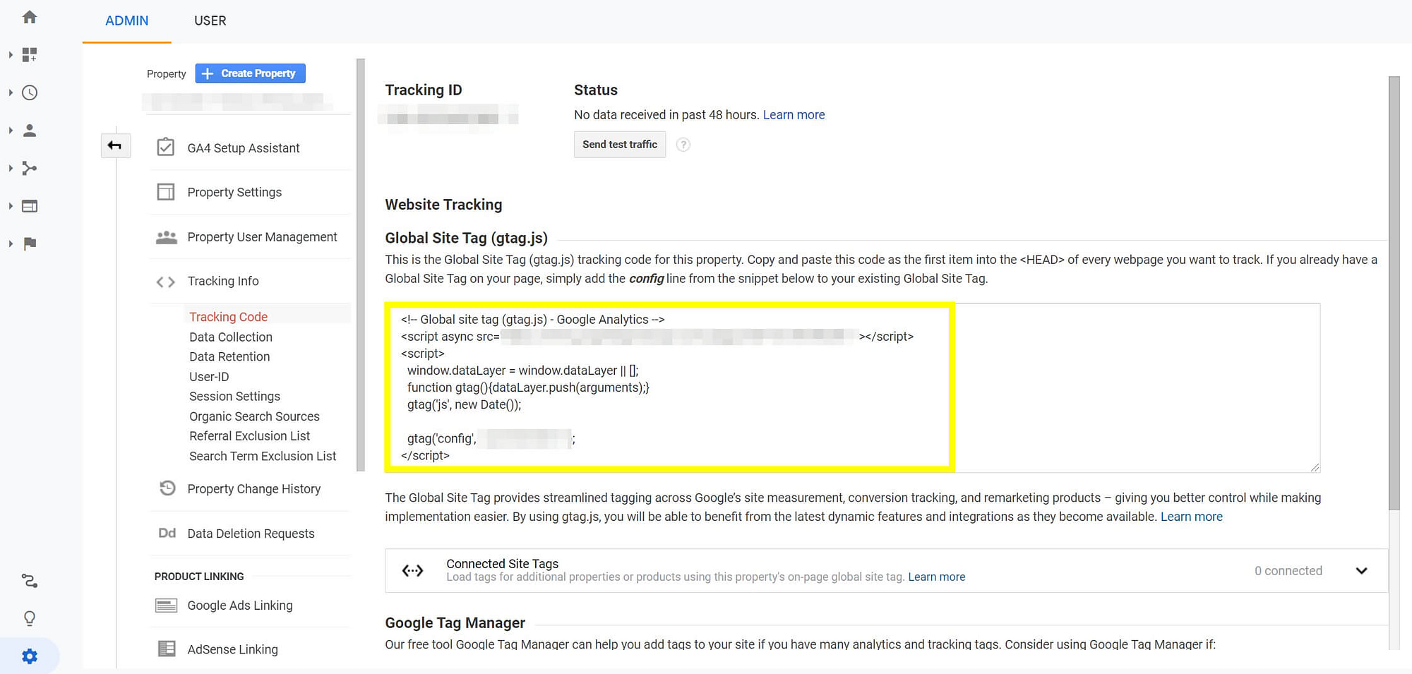 The Google Analytics Global Site Tag to enable integration with WordPress.