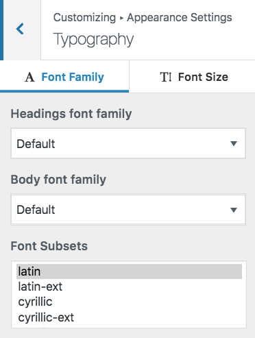 customizer typography